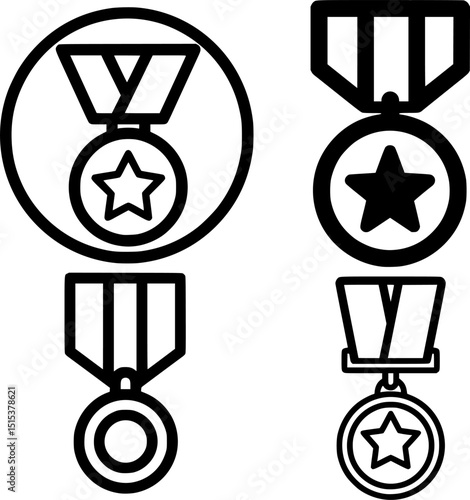 Military medal simple icon. Vector illustration.
