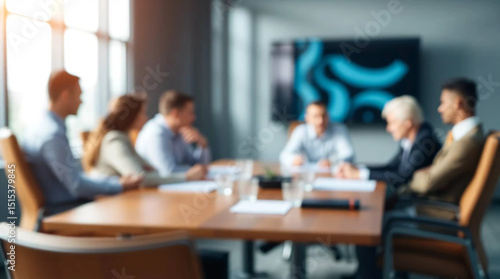 Defocused board of directors meeting blurred background