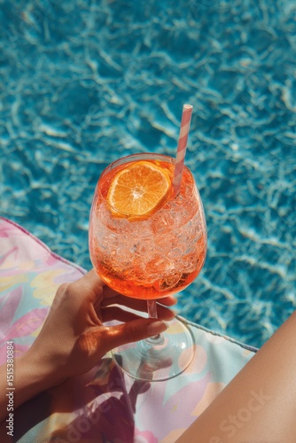 Refreshing Summer Drink Enjoyed by the Pool During a Sunny Afternoon