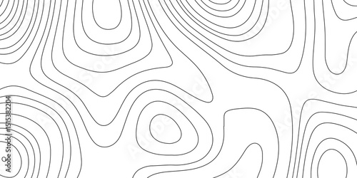 Abstract topographic map contour, white background and black wave lines pattern texture. geographic contour map grid backdrop paper texture. terrain path isolated on a background.	
