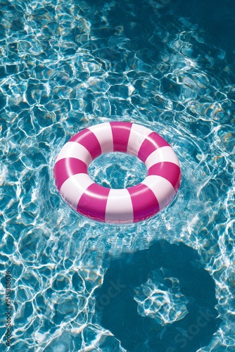 Brightly Colored Pool Float Rests on the Clear Blue Water in a Sunny Outdoor ...