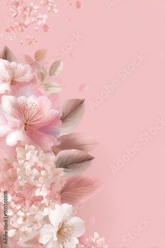 Blossoming Pink Flowers With Delicate Petals Against a Soft Pastel Background