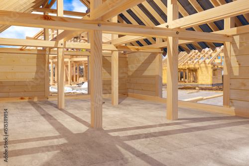 Wooden house under construc...