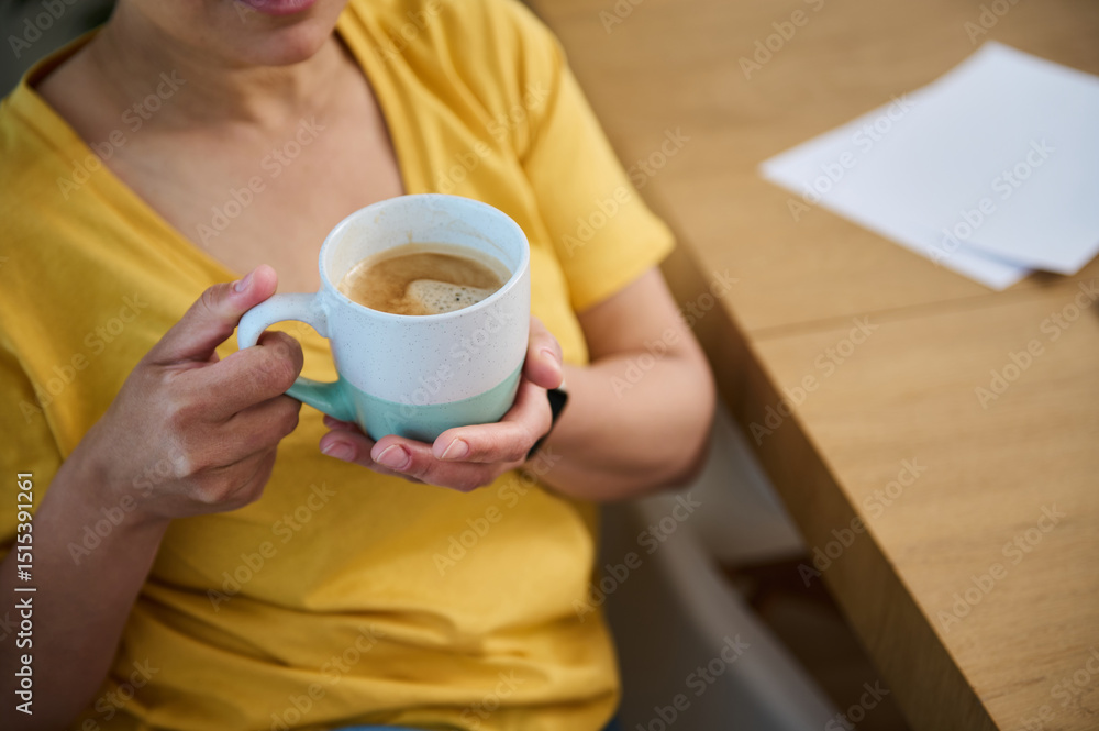 Morning Coffee Break in a Cozy Home Interior Setting with Relaxed Ambiance Morning Coffee Break in a Cozy Home Interior Setting with Relaxed Ambiance