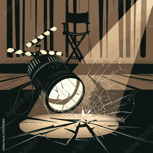vector icons for cinema, Director's Chair , theatrical roles, video tape, cinema shattered spotlight, Theater Ticket
