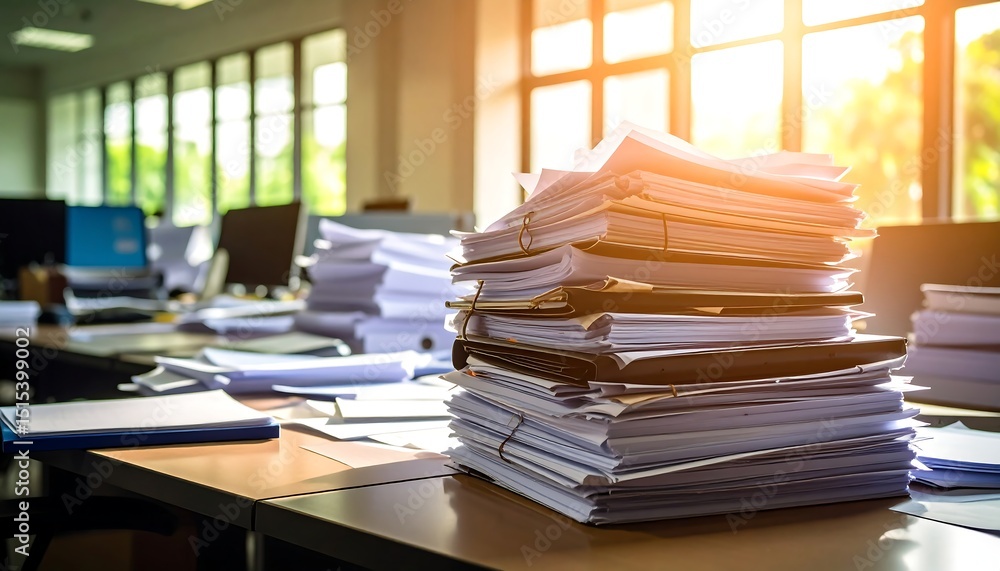 Office Desk Overflowing Papers. Office Desk Overflowing Papers.