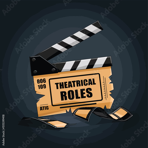 vector icons for cinema, Director's Chair , theatrical roles, video tape, cinema shattered spotlight, Theater Ticket

