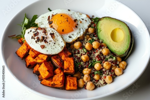 Delicious and Nutritious Quinoa Bowl With Colorful Ingredients and a Sunny Si...