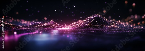 Colorful Light Trails Create Dynamic Patterns Above a Dark Urban Skyline at N...