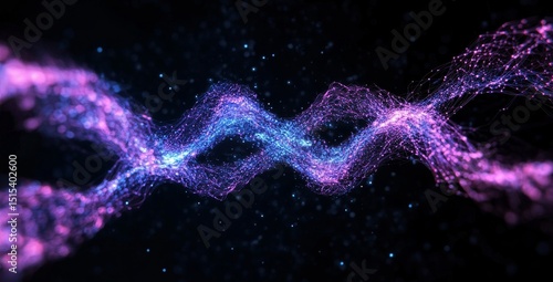 Colorful Digital Wave Pattern Flowing Through a Dark Background at Night