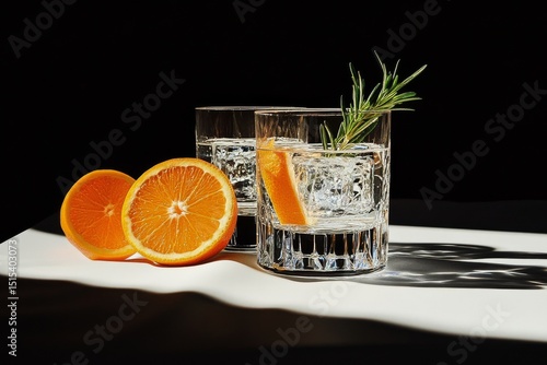 Refreshing Citrus Drinks Served in Elegant Glasses With Garnishes