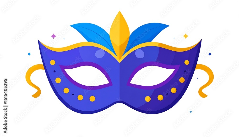 Blue Carnival Mask with Festive Design. Blue Carnival Mask with Festive Design.