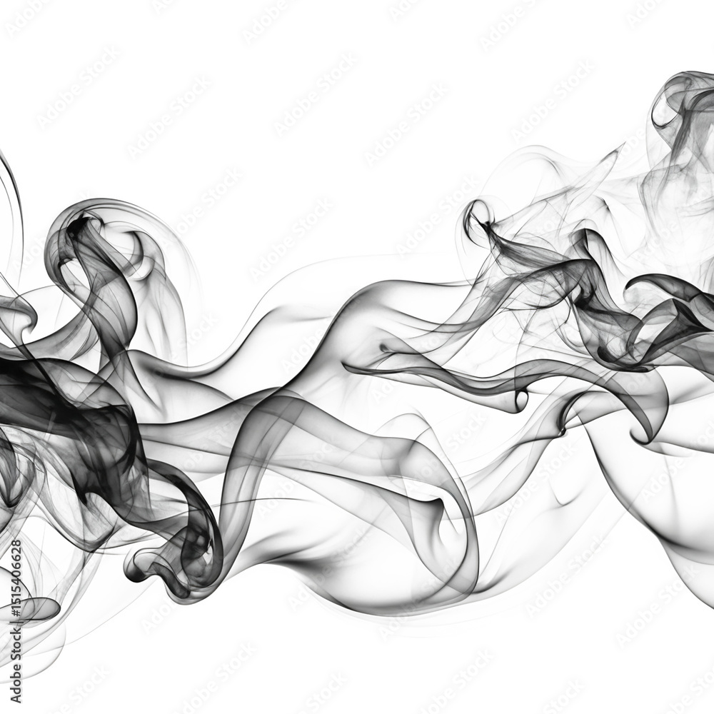Artistic abstract composition of smoke in shades of gray and black on a transparent background Artistic abstract composition of smoke in shades of gray and black on a transparent background