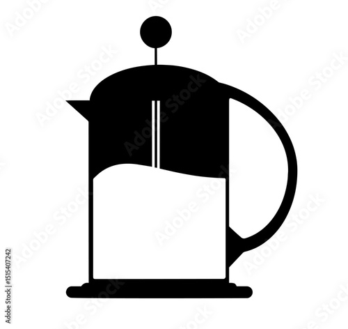 Silhouette of French Press Coffee Maker – Manual Brewing, Morning Rituals, Fresh Coffee Preparation, Kitchen Utensils, Coffee Lovers, Barista-Themed