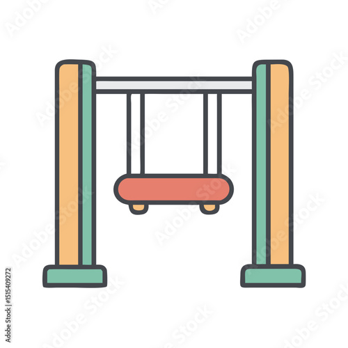 Swing set in colorful design for children’s play area concept  