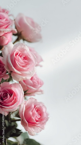 Fresh Pink Roses Arranged Beautifully in a Soft, Neutral Background for Flora...