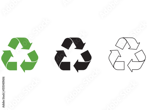 Green recycling symbol icon on white background vector illustration