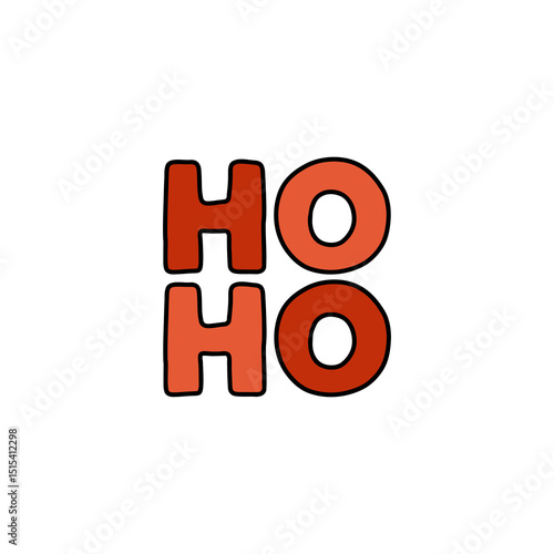 Festive Ho Ho Ho red text vector illustration, perfect for Christmas designs, holiday cards, and seasonal promotions. Trendy, playful, and cheerful typography for festive projects.