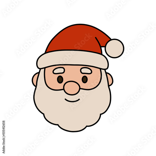 This vector illustration features a cheerful Santa Claus face, perfect for festive Christmas designs, holiday cards, and seasonal marketing. Ideal for winter holiday-themed projects.