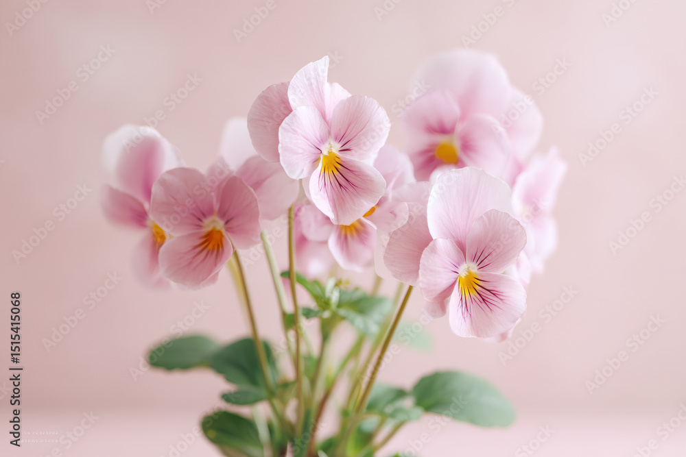 Fototapeta premium closeup shot of pansies showcasing their delicate petals and soft colors