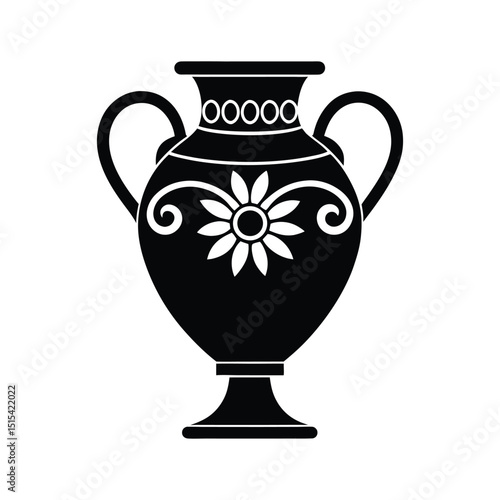 ancient greek vase silhouette on white background 