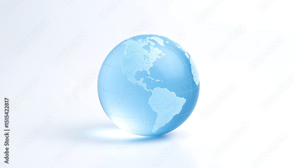 Light Blue Glass Globe Earth. Light Blue Glass Globe Earth.