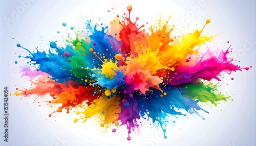Rainbow paint explosion splash.