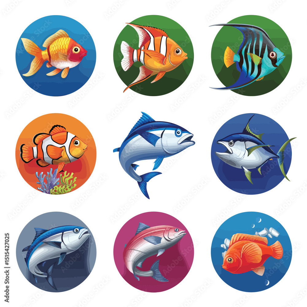 Naklejka premium illustrations vector design for sea beach marine creatures icon sword tail fish design items