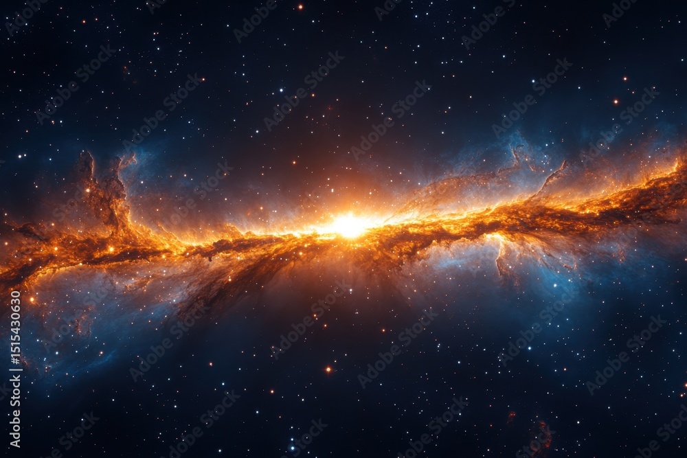 Fototapeta premium Galaxy with a bright orange star in the center