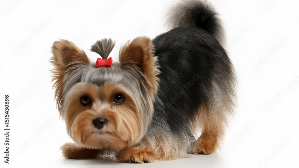 Yorkshire Terrier looks adorable after trip to grooming salon filled with joy and playfulness Yorkshire Terrier looks adorable after trip to grooming salon filled with joy and playfulness