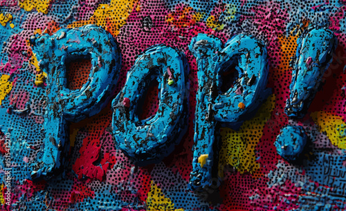 The phrase 'Pop' is associated with amusing comic speech and words, often found in fashionable posters, banners, and social media content that facilitates blog communication, typically set against
