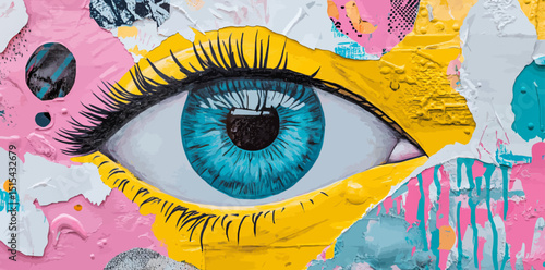 Current digital art featuring collage techniques, modern design with a trippy twist, and an eye-catching abstract creative background