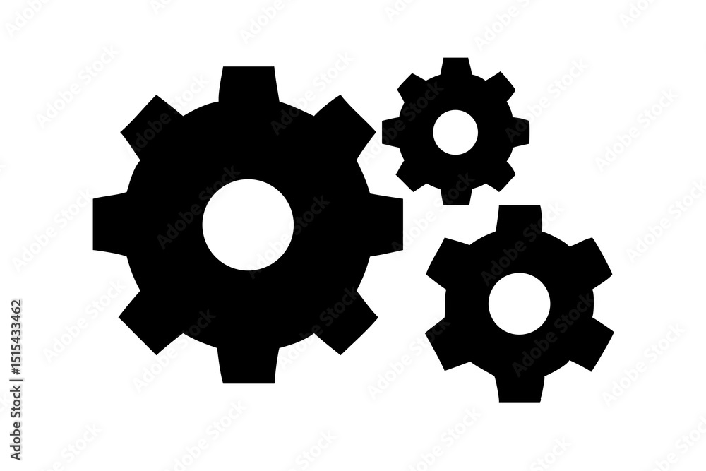 High-Quality Realistic Gear Silhouette Illustration High-Quality Realistic Gear Silhouette Illustration
