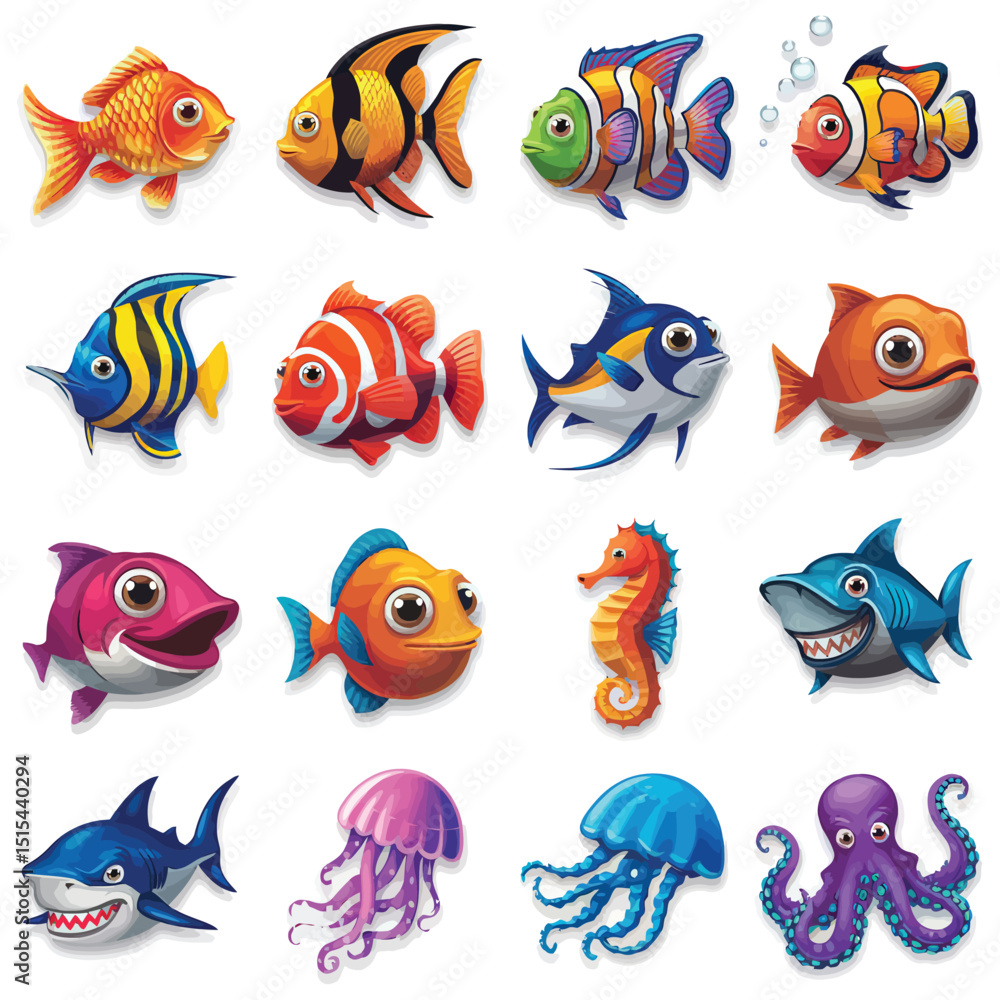 Fototapeta premium illustrations vector design for sea beach marine creatures icon sword tail fish design items 