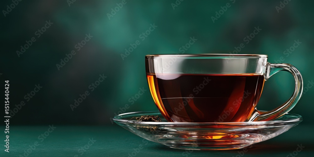 glass cup of black tea with saucer glass cup of black tea with saucer