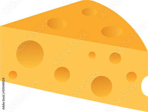 Swiss Cheese Slice Illustration on transparent background