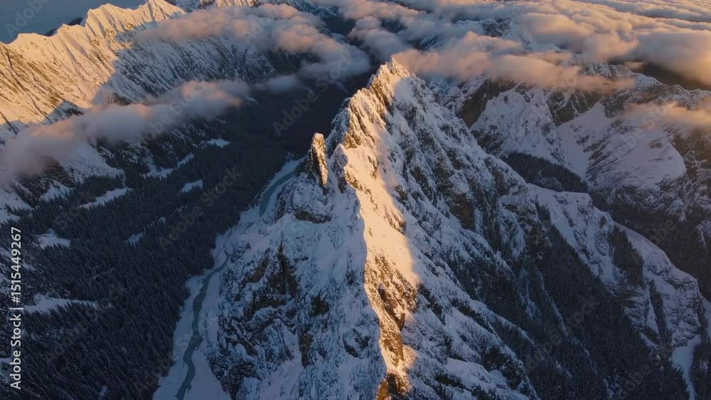 Cinematic flight soaring over dramatic mountain peaks dusted with fresh snow, showcasing breathtaking landscapes and winter beauty. Perfect for adventure, nature, and travel content Cinematic flight soaring over dramatic mountain peaks dusted with fresh snow, showcasing breathtaking landscapes and winter beauty. Perfect for adventure, nature, and travel content