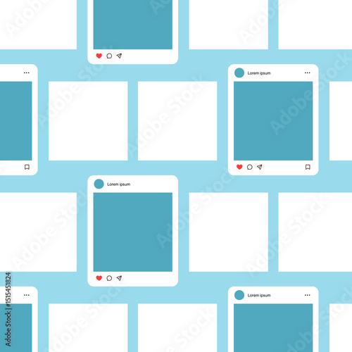 social media post mockup vector love, like, comment, share, icon set. social network carousel post template photos frame, feed web post mock up. mobile app interface template. notification icons