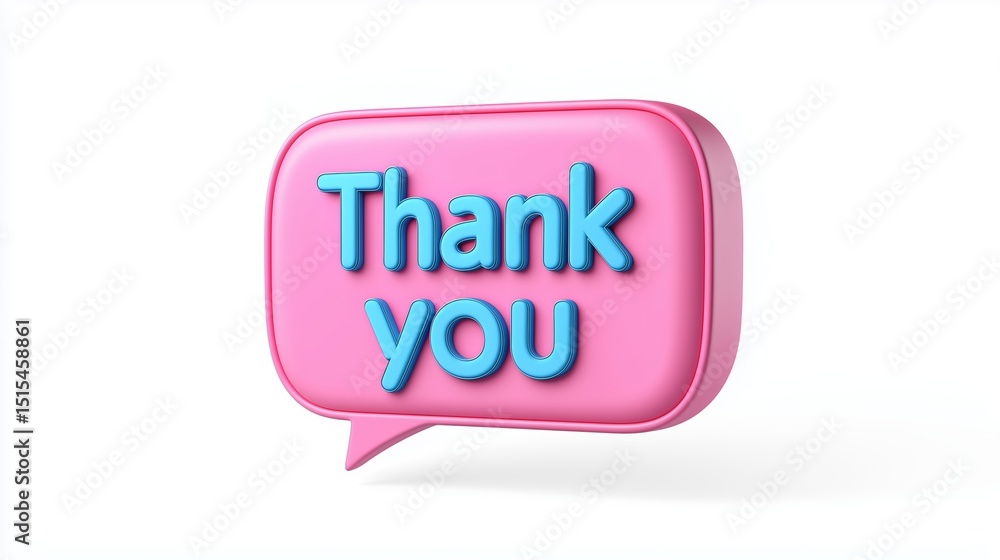 Pink Thank you speak bubble on white background. Pink Thank you speak bubble on white background.