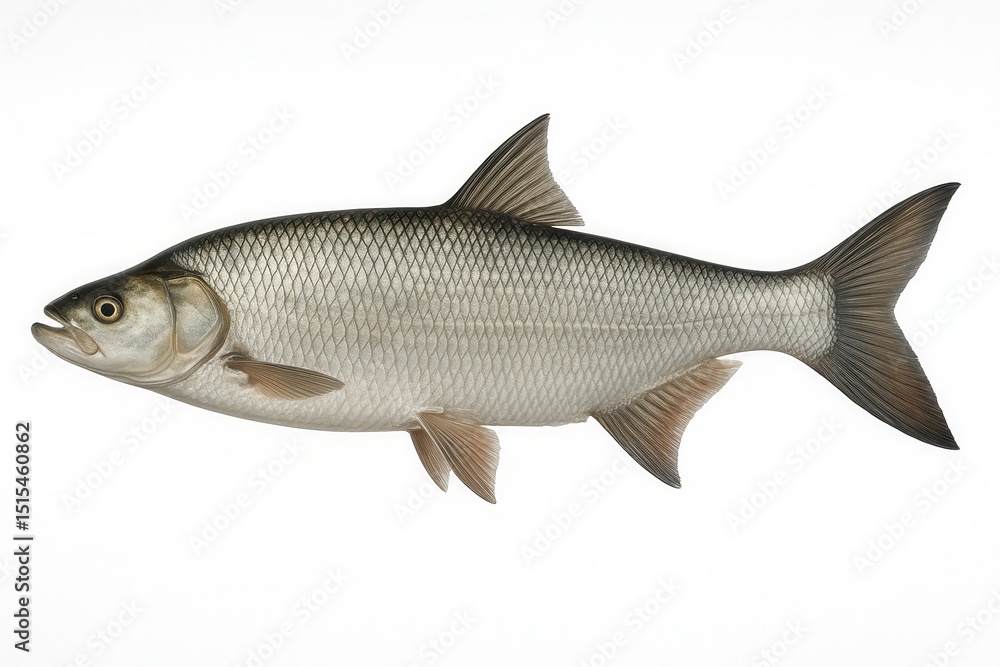 Asp fish swimming underwater on white background Asp fish swimming underwater on white background