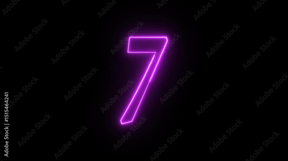 neon glowing light number 7 icon animation on black background neon glowing light number 7 icon animation on black background