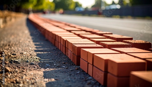 Roadside Brick Pavement Construction A Detailed View