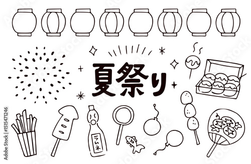 夏祭りのイラスト素材セット