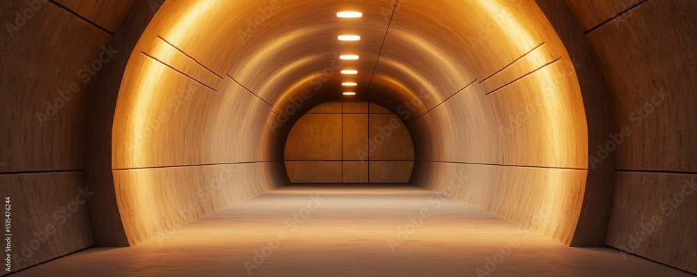 Fototapeta premium Illuminated Concrete Tunnel, Modern Architecture , Interior Design