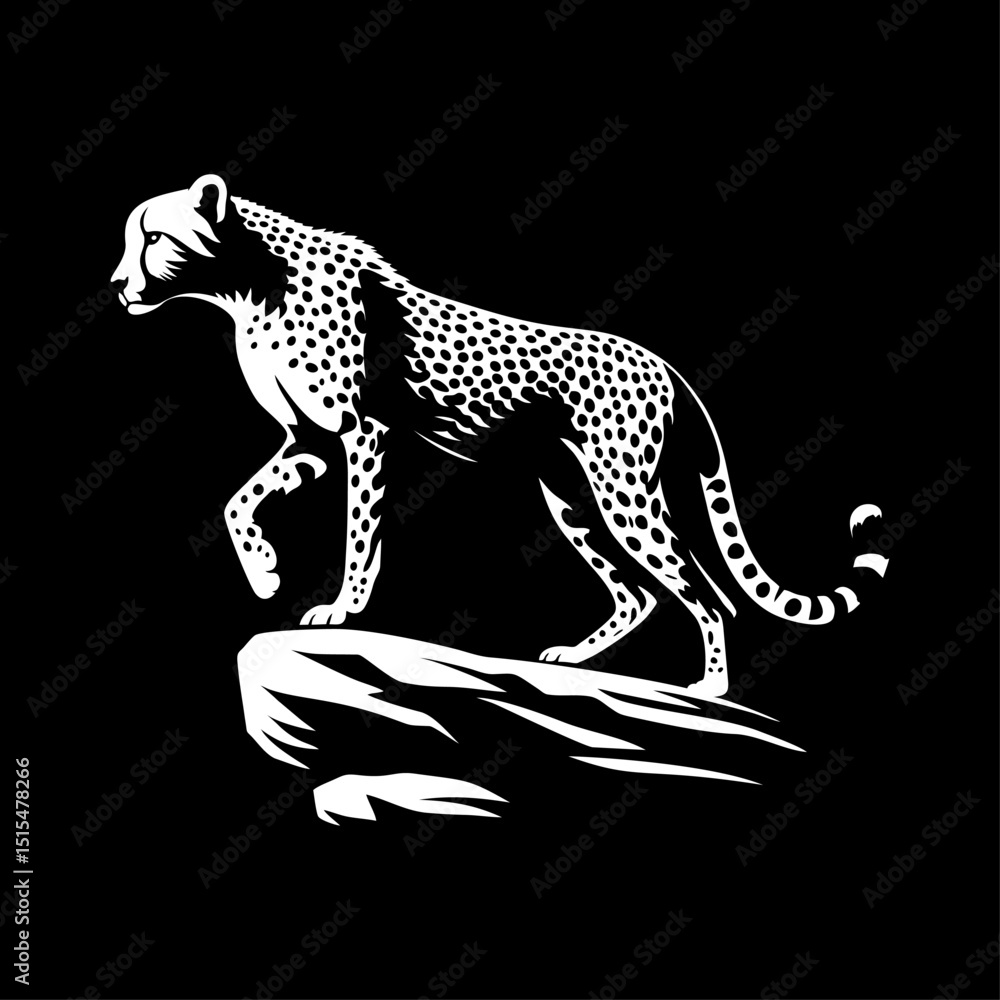 Fototapeta premium Cheetah logo vector standing on a cliff