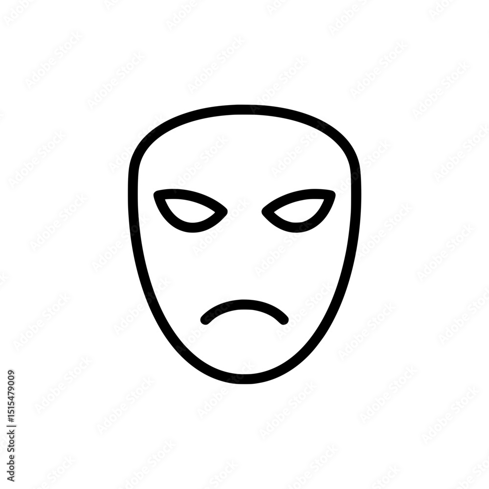 Sad Mask Outline: Minimalist Expression of Sorrow and Disappointment. Generated image Sad Mask Outline: Minimalist Expression of Sorrow and Disappointment. Generated image