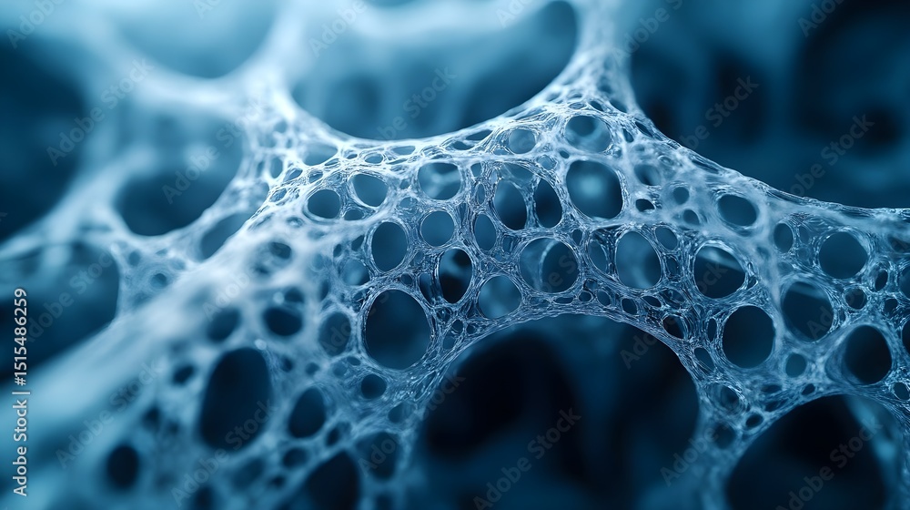 Frozen Cellular Web An intricate interconnected network in icy blues Frozen Cellular Web An intricate interconnected network in icy blues