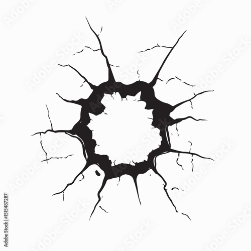 Ground Crack Silhouette Vector isolated on white background.