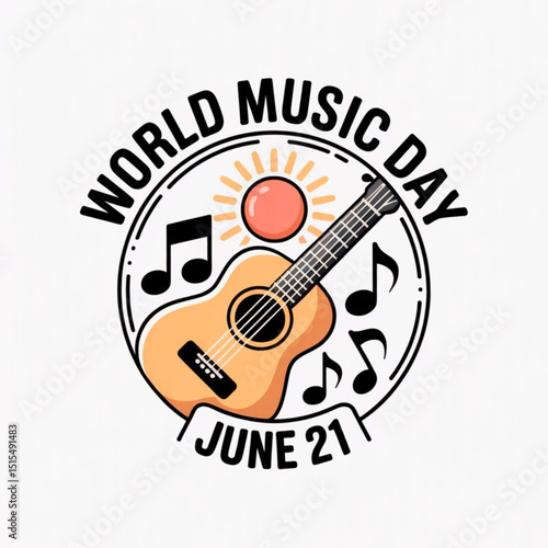 World Music Day  June 21 calendar icon
vector illustration on white background.