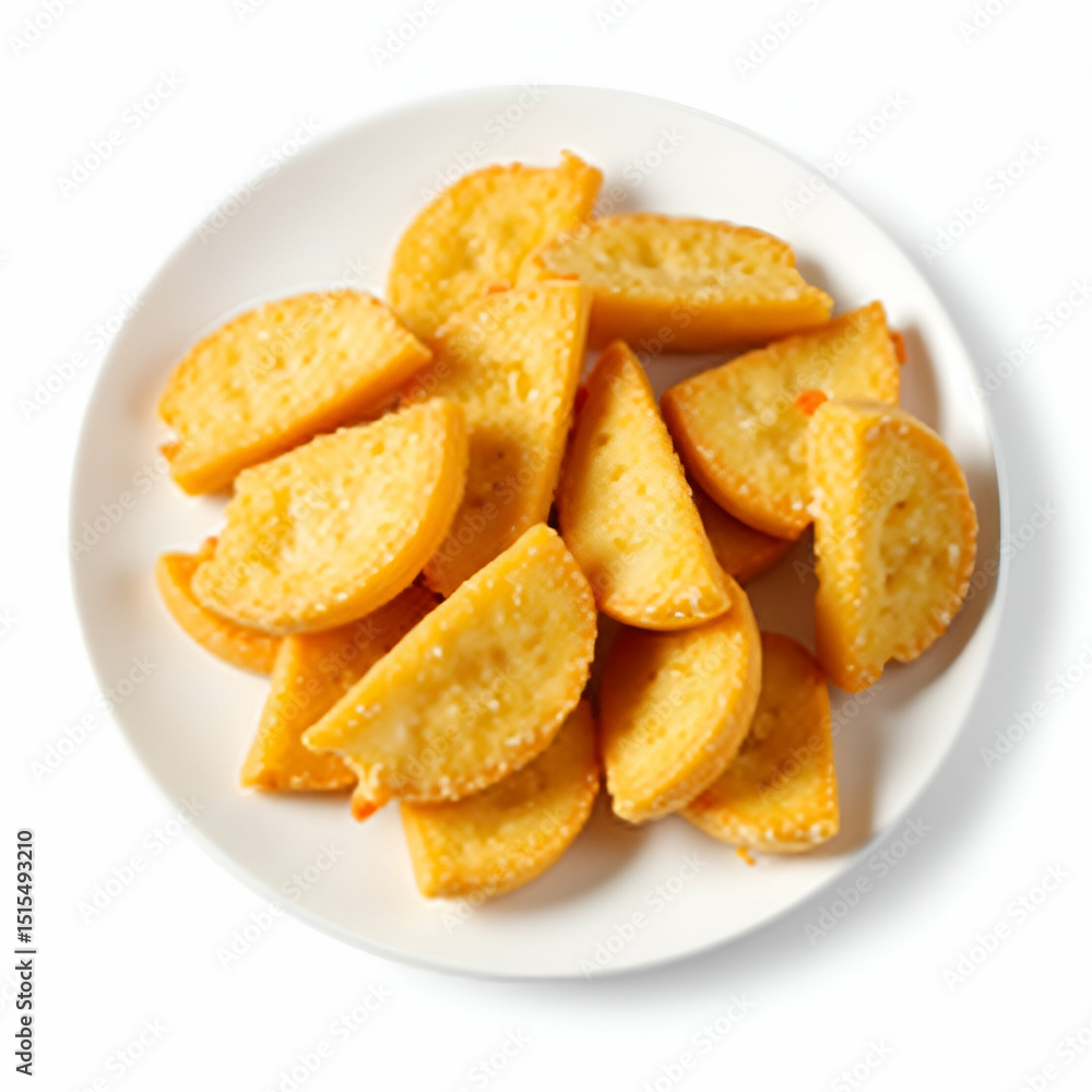 Crispy Fried Yuca Wedges on White Plate - Golden Crunchy Exterior, Tender Starchy Interior, Perfect for Culinary Ads, Premium Food Stock, Empty Space for Text Crispy Fried Yuca Wedges on White Plate - Golden Crunchy Exterior, Tender Starchy Interior, Perfect for Culinary Ads, Premium Food Stock, Empty Space for Text